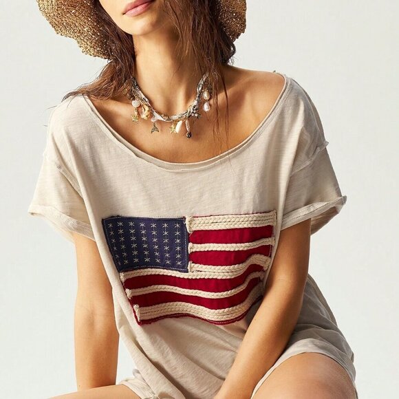 Apricot Casual Women's Boho Loose Knit Short Sleeve Sweater - Picture 4 of 7